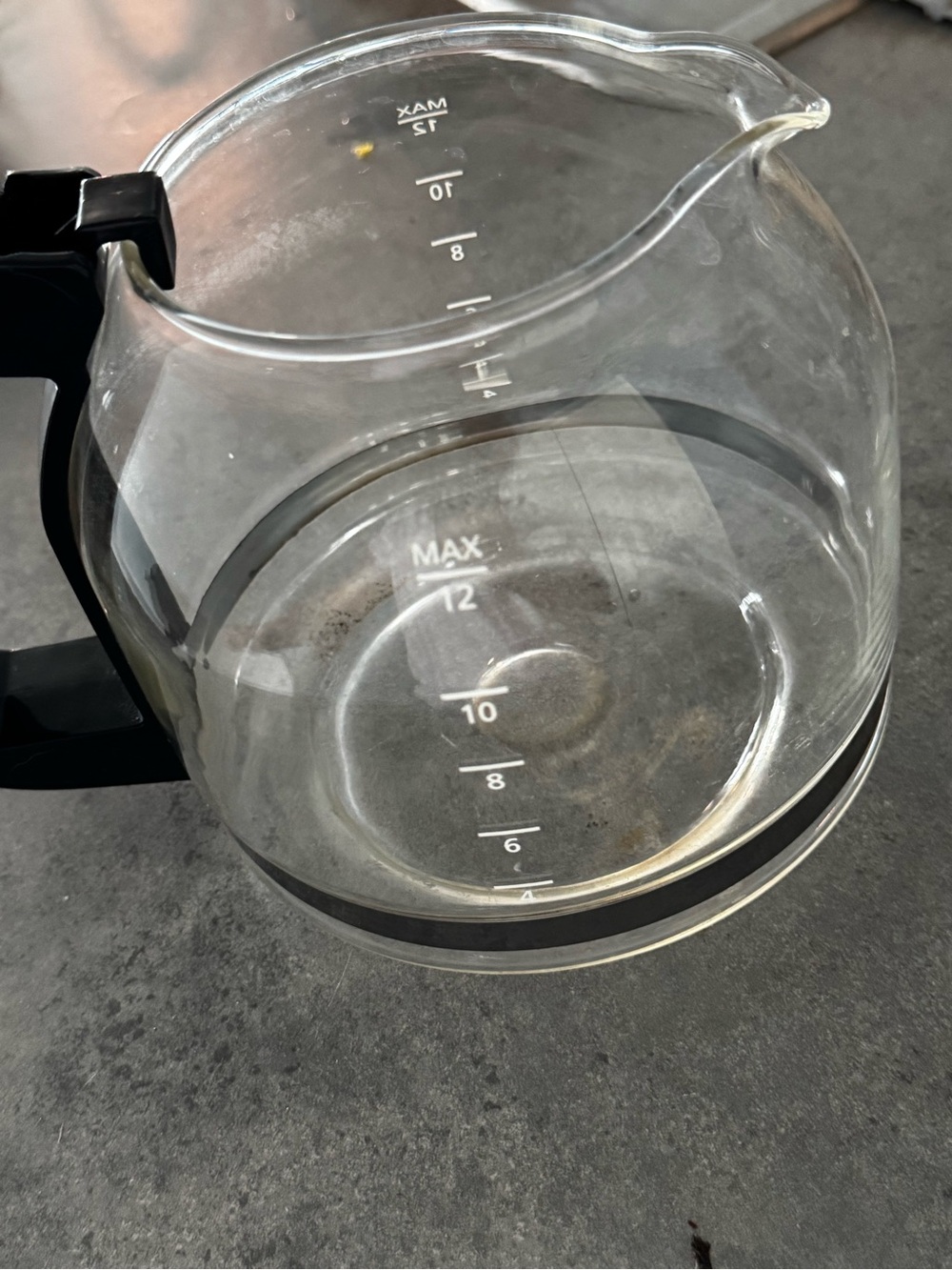 Clear Glass Coffee Carafe with Black Handle